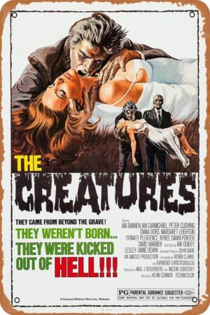 The Creatures Horror Movie Poster Tin Sign Vintage Metal Sign Retro Wall Decor 12x8 Inches