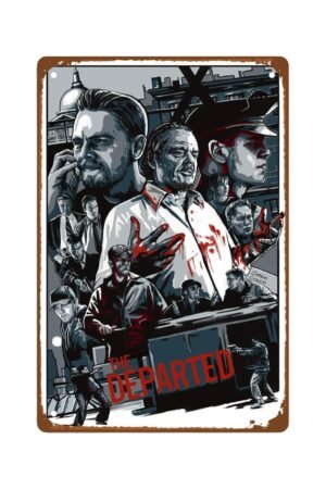 The Departed Film Art Deco Metal Wall Tin Sign Action Fighting Movie Man Cave Decor Retro Gift Vintage Decorations Action Drama Movie 8"x12"