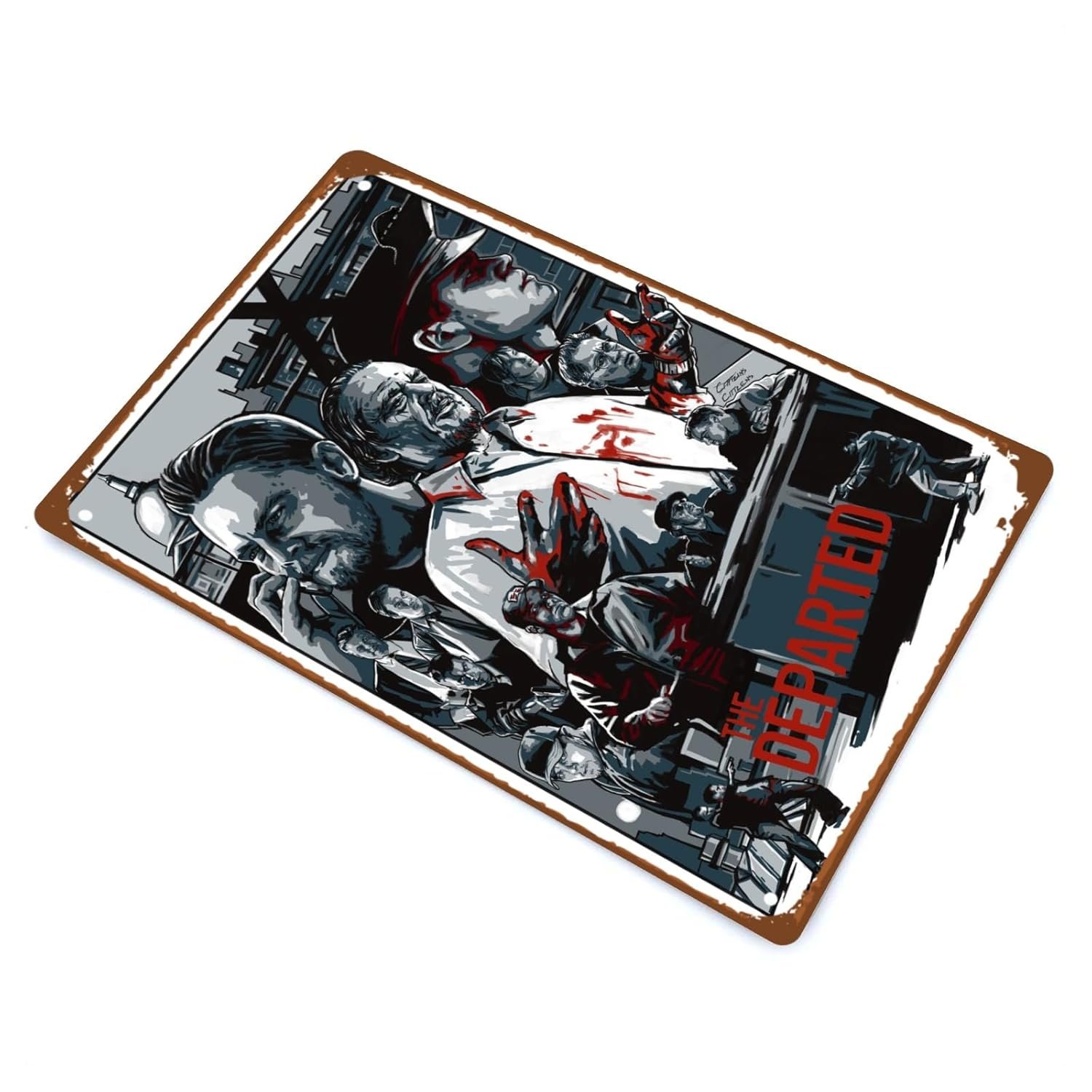 The Departed Film Art Deco Metal Wall Tin Sign Action Fighting Movie Man Cave Decor Retro Gift Vintage Decorations Action Drama Movie 8"x12"