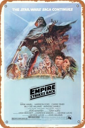 The Empire Strikes Back Poster Horror Movie Tin Sign Vintage Metal Sign for Men Women Plaque Wall Decor for Bar Pub Home Cafe 8x12 Inch