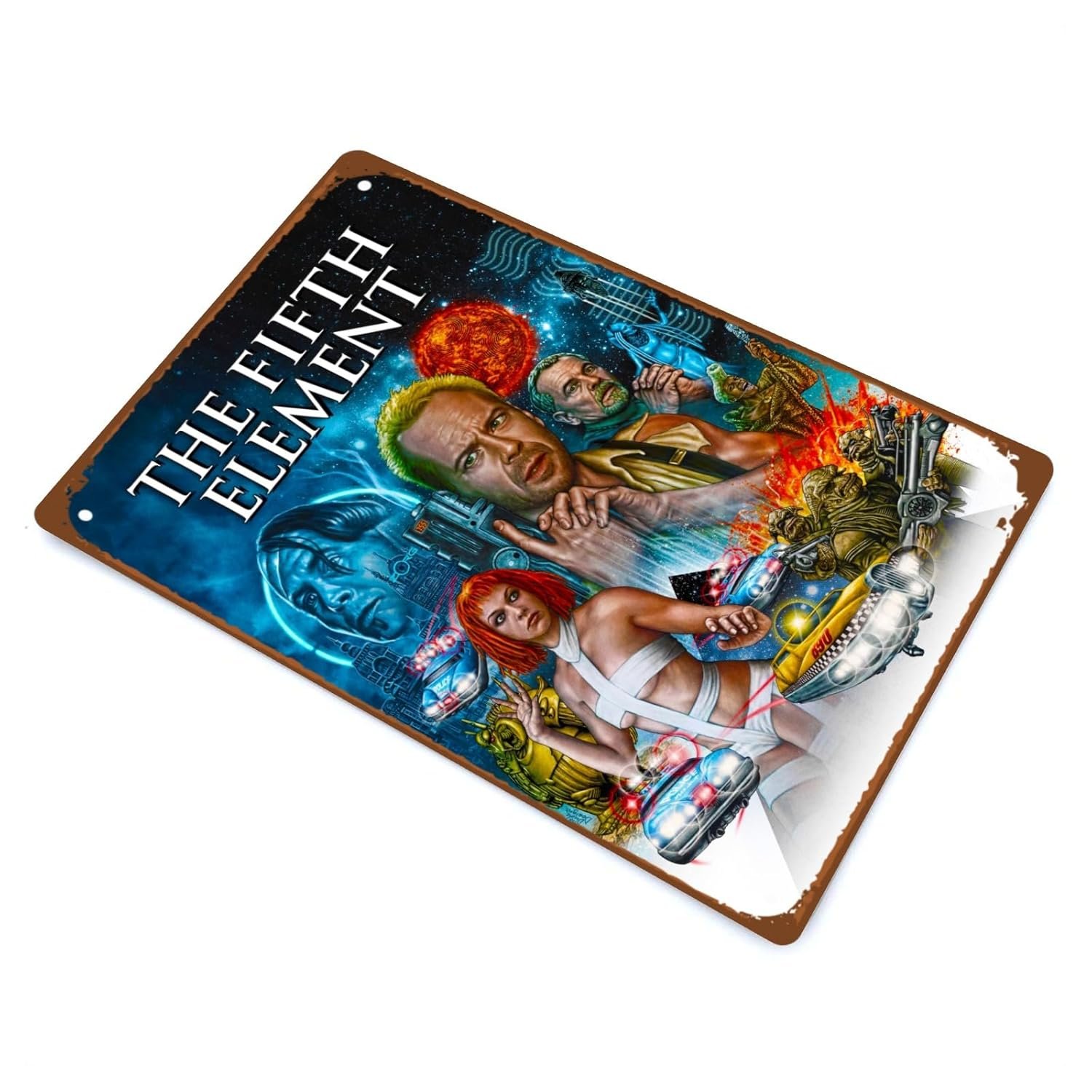 The Fifth Element Movie Retro Metal Wall Tin Sign Science Fiction Movie Man Cave Decor Retro Gift Vintage Decorations Classic Action Films 8"x12"