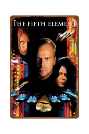 The Fifth Element Movies Colonial Metal Wall Tin Sign Science Fiction Movies Man Cave Decor Retro Gift Vintage Decorations Classic Action Film 8"x12"