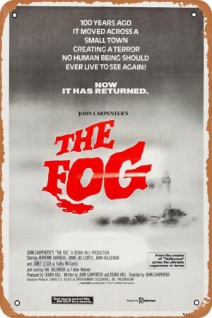 The Fog Poster Horror Movie Tin Sign Vintage Metal Sign for Men Women Plaque Wall Decor for Bar Pub Home Cafe 8x12 Inch
