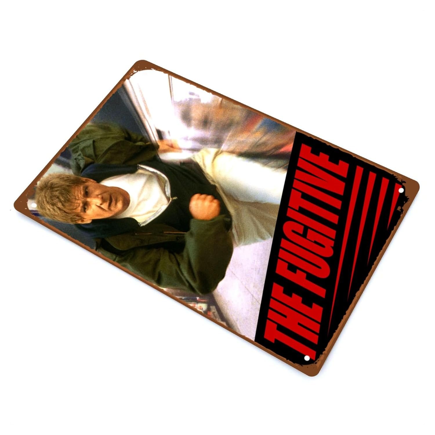 The Fugitive Film Metal Wall Tin Sign Action Drama Movie Rustic Retro Gift Man Cave Decor Vintage Decorations Plot Thriller Movie 8"x12"