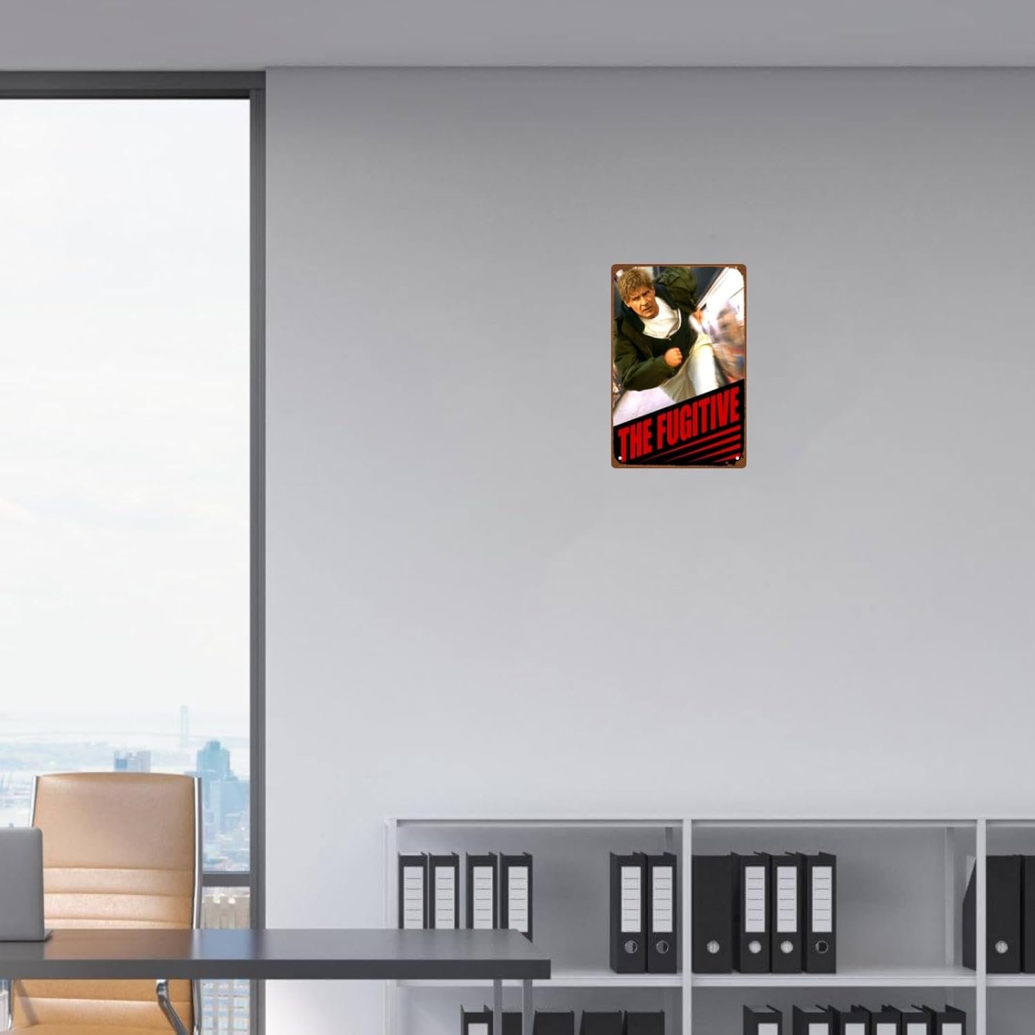 The Fugitive Film Metal Wall Tin Sign Action Drama Movie Rustic Retro Gift Man Cave Decor Vintage Decorations Plot Thriller Movie 8"x12"