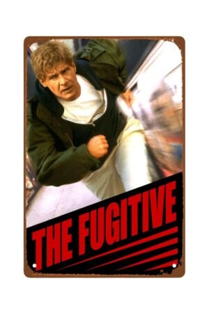 The Fugitive Film Metal Wall Tin Sign Action Drama Movie Rustic Retro Gift Man Cave Decor Vintage Decorations Plot Thriller Movie 8"x12"