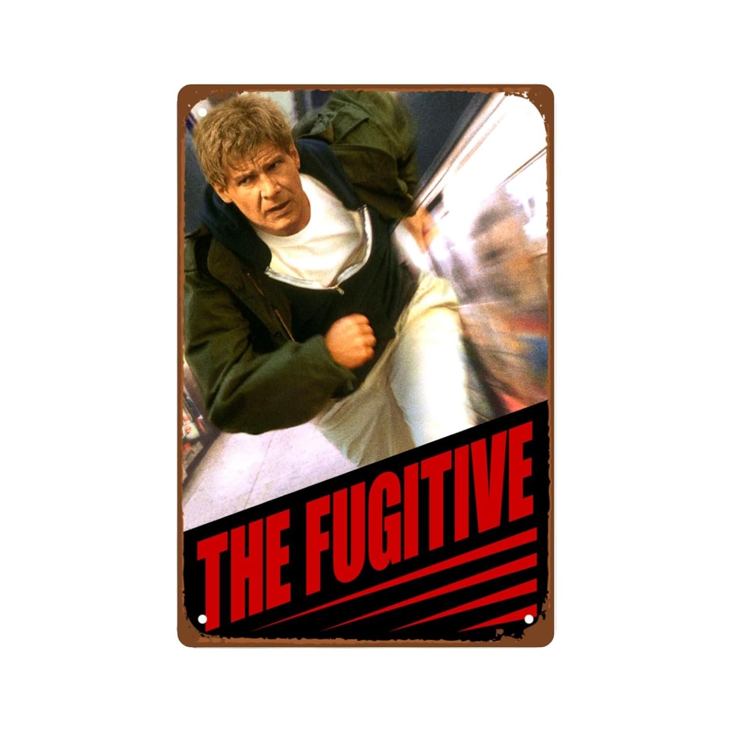 The Fugitive Film Metal Wall Tin Sign Action Drama Movie Rustic Retro Gift Man Cave Decor Vintage Decorations Plot Thriller Movie 8"x12"