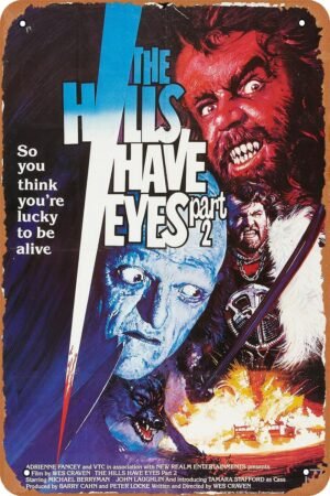 The Hills Have Eyes Part II Horror Movie Poster Tin Sign Vintage Metal Sign Retro Wall Decor 12x8 Inches