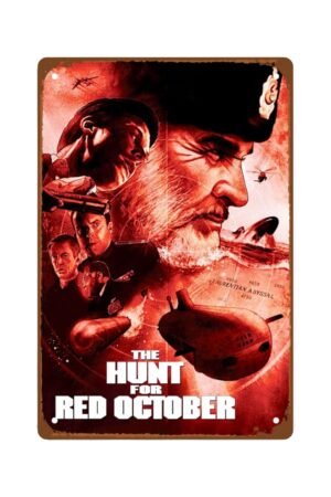 The Hunt For Red October Movie Man Cave Decor Action Thriller Film Art Deco Metal Wall Tin Sign Retro Gift Vintage Decorations Adventure Fighting Movie 8"x12"