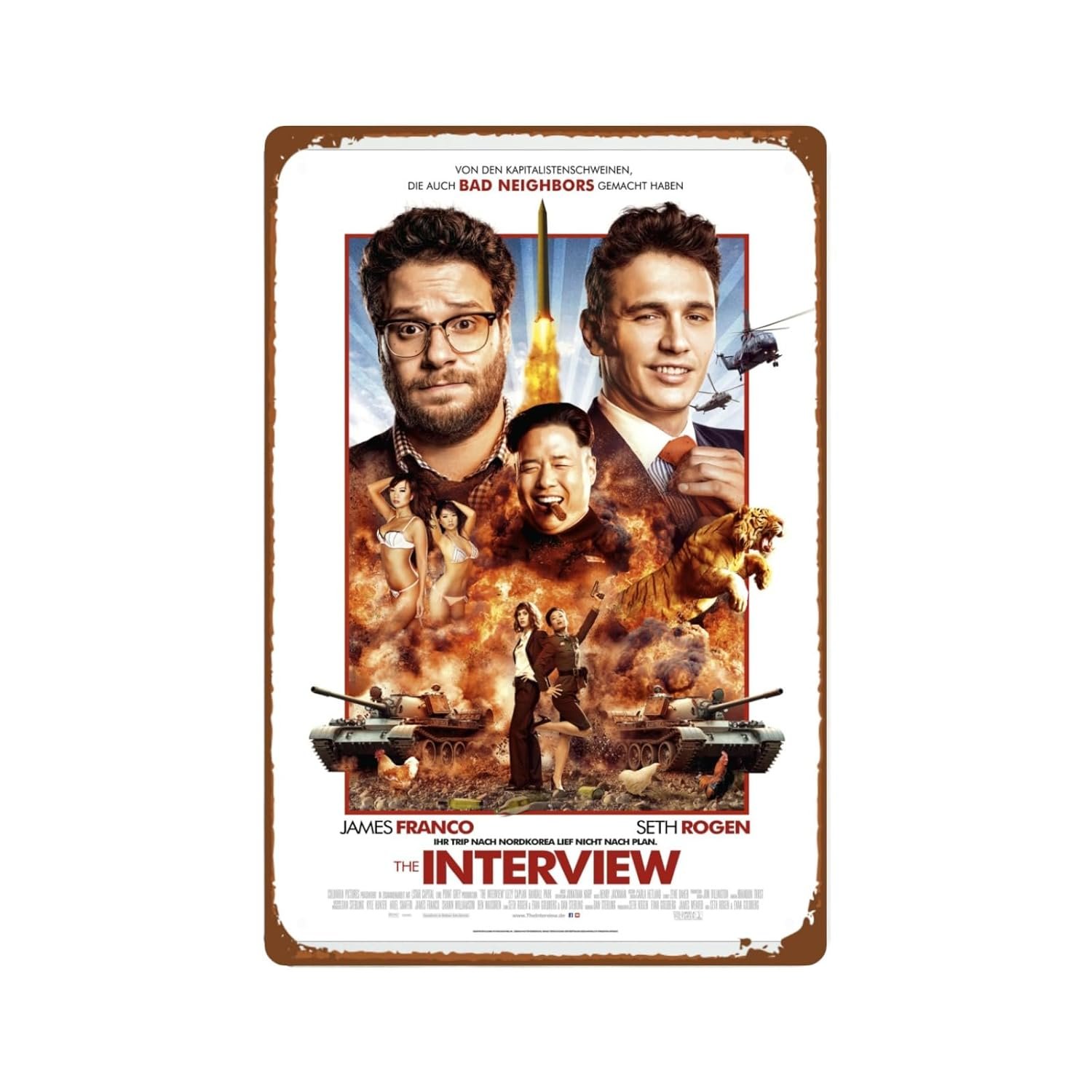 The Interview Movie Metal Wall Tin Sign Classic Film Poster Man Cave Decor Retro Gift Vintage Decorations 8"x12"