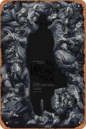 The Invisible Man 1 Horror Movie Poster Tin Sign Vintage Metal Sign Retro Wall Decor 12x8 Inches