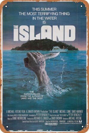 The Island 1980 Horror Movie Poster Tin Sign Vintage Metal Sign Retro Wall Decor 12x8 Inches