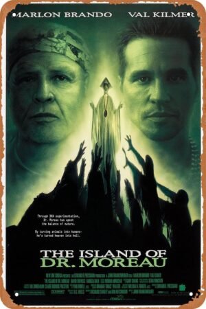 The Island of Dr. Moreau Horror Movie Poster Tin Sign Vintage Metal Sign Retro Wall Decor 12x8 Inches