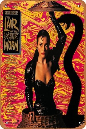 The Lair of the White Worm Horror Movie Poster Tin Sign Vintage Metal Sign Retro Wall Decor 12x8 Inches
