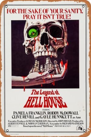 The Legend of Hell House Horror Movie Poster Tin Sign Vintage Metal Sign Retro Wall Decor 12x8 Inches