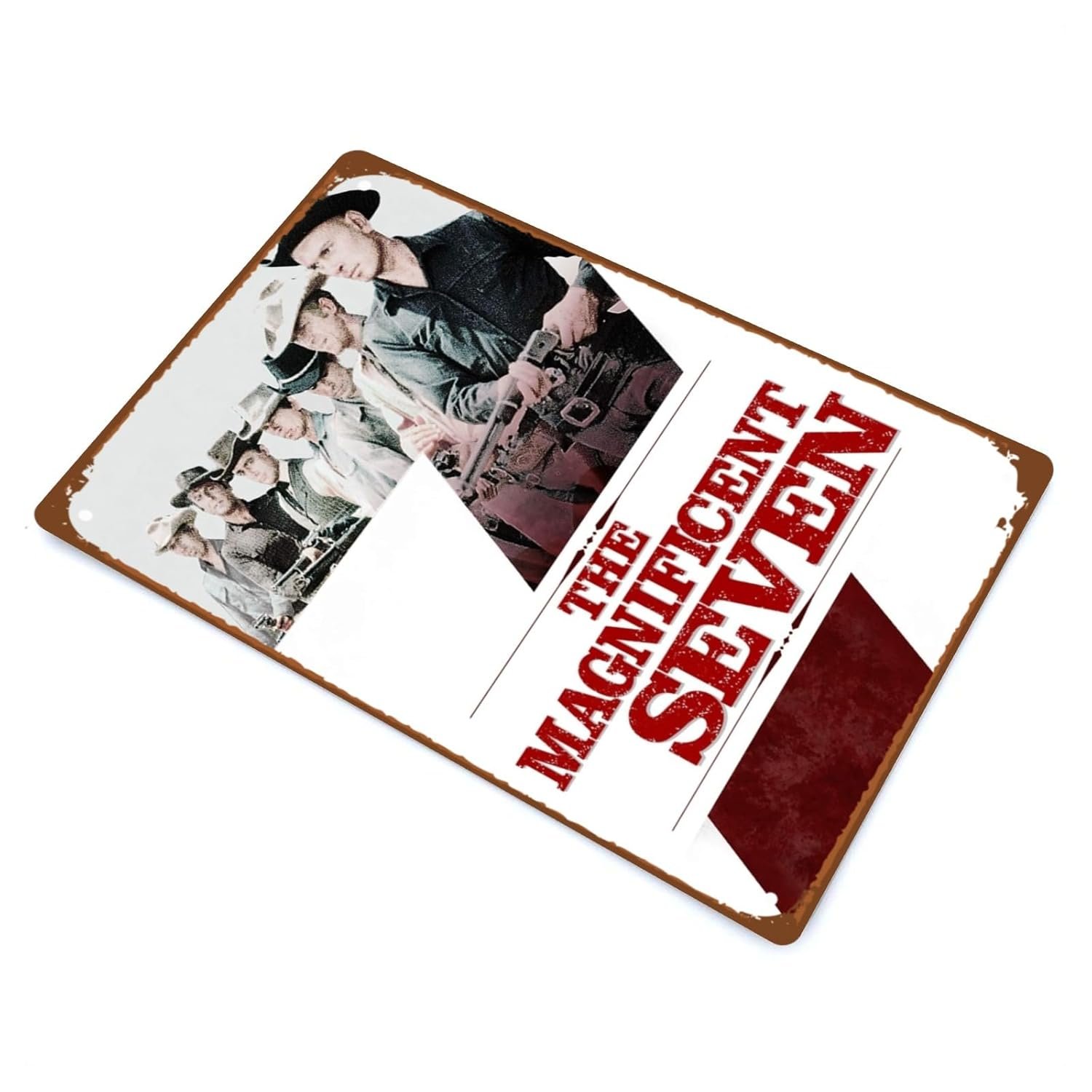 The Magnificent Seven Film Man Cave Decor Action Western Film Art Deco Metal Wall Tin Sign Retro Gift Vintage Decorations Action Adventure Film 8"x12"