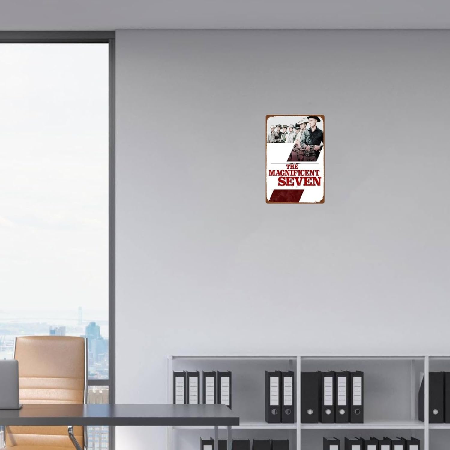 The Magnificent Seven Film Man Cave Decor Action Western Film Art Deco Metal Wall Tin Sign Retro Gift Vintage Decorations Action Adventure Film 8"x12"