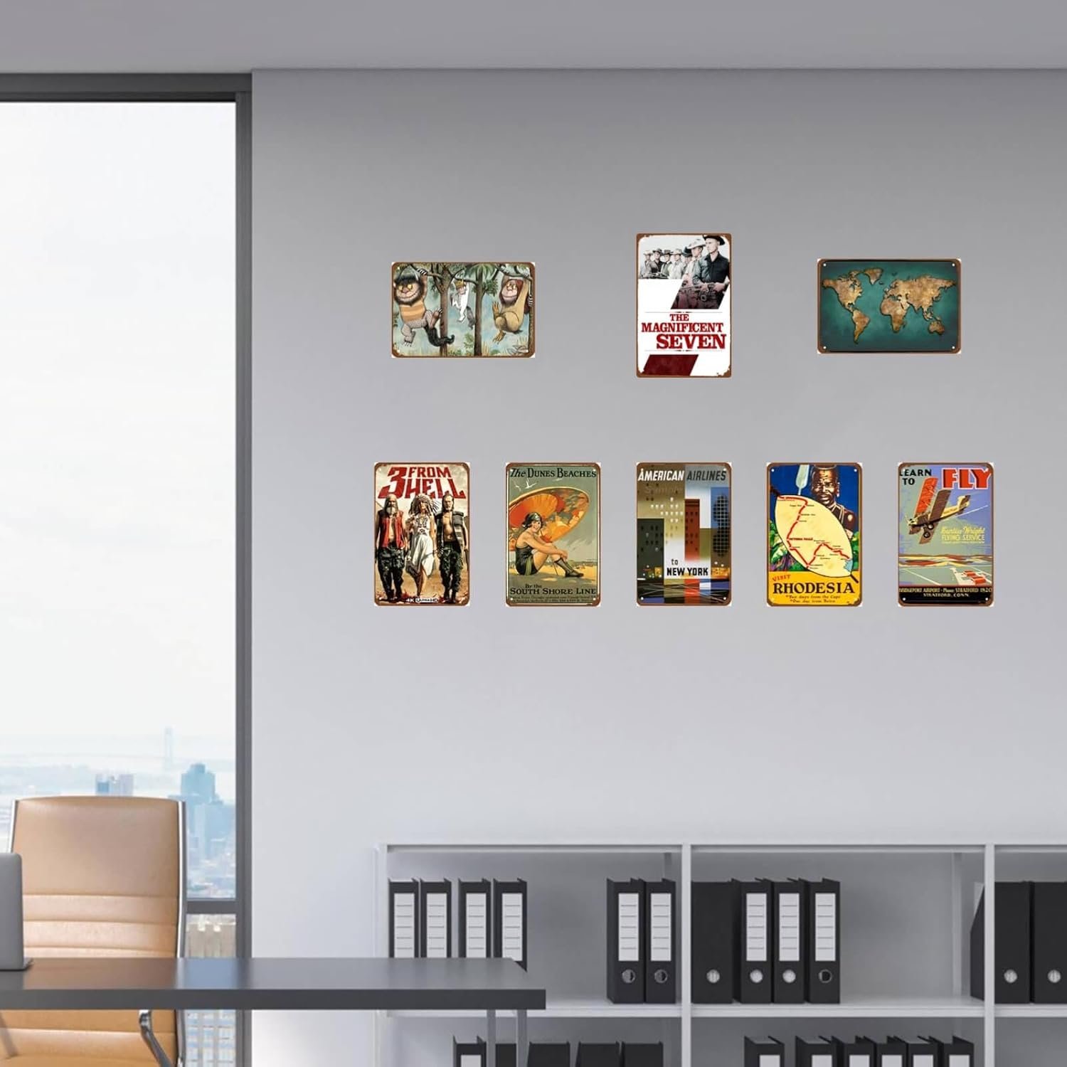 The Magnificent Seven Film Man Cave Decor Action Western Film Art Deco Metal Wall Tin Sign Retro Gift Vintage Decorations Action Adventure Film 8"x12"