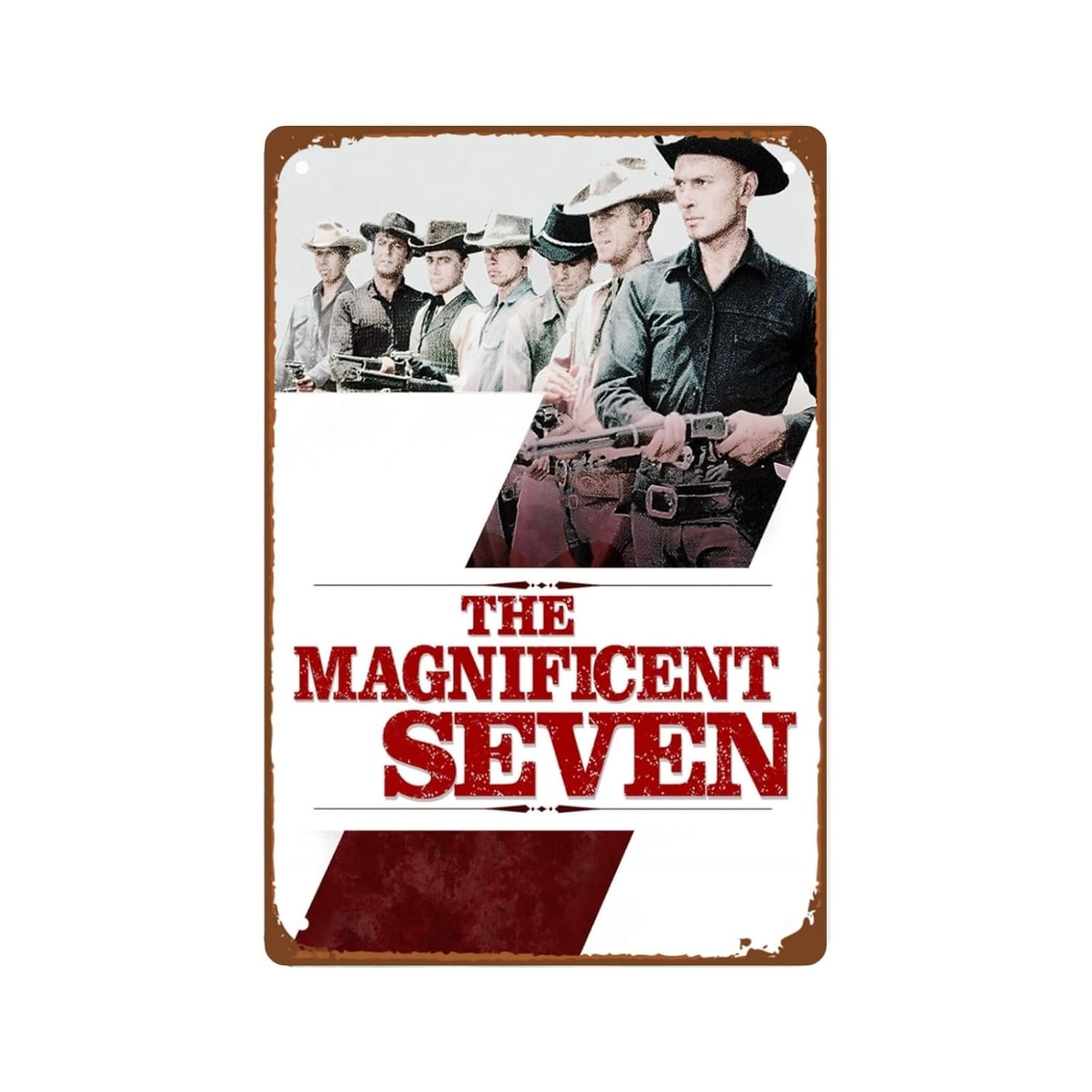 The Magnificent Seven Film Man Cave Decor Action Western Film Art Deco Metal Wall Tin Sign Retro Gift Vintage Decorations Action Adventure Film 8"x12"