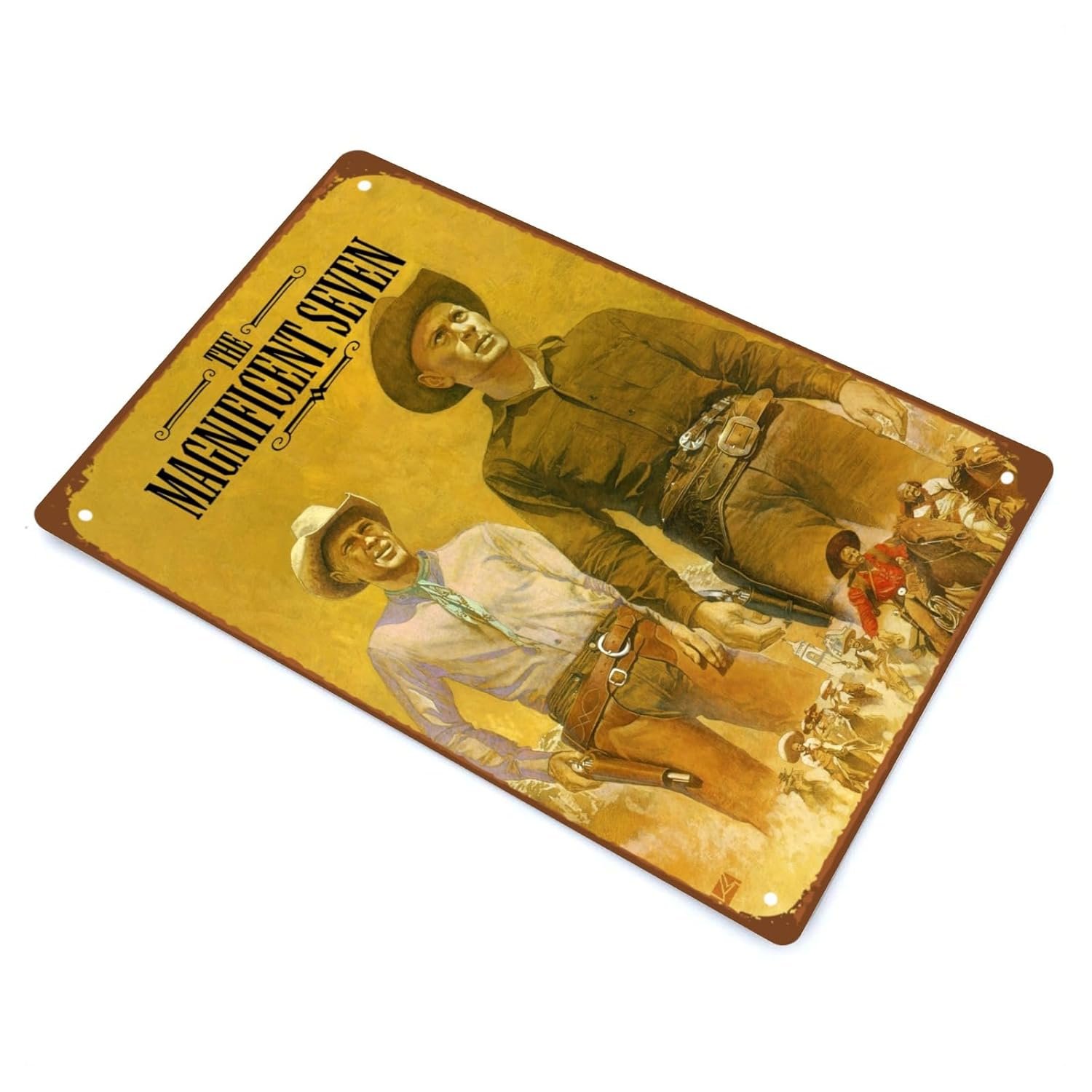 The Magnificent Seven Movie Metal Wall Tin Sign Action Western Film Rustic Retro Gift Man Cave Decor Vintage Decorations Action Adventure Movie 8"x12"