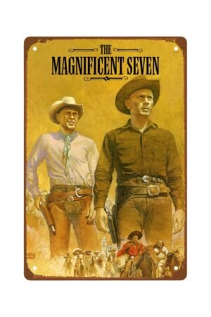 The Magnificent Seven Movie Metal Wall Tin Sign Action Western Film Rustic Retro Gift Man Cave Decor Vintage Decorations Action Adventure Movie 8"x12"