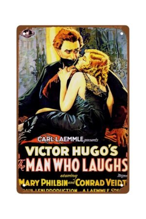 The Man Who Laughs Metal Wall Tin Sign wall art The Old Thriller Horror Movie room decor Man Cave Decor Retro Gift Vintage Decorations 8"x12"