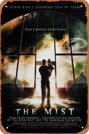 The Mist Horror Movie Poster Tin Sign Vintage Metal Sign Retro Wall Decor 12x8 Inches