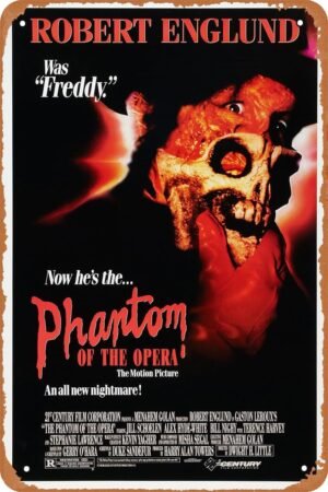 The Phantom of the Opera 1989 Horror Movie Poster Tin Sign Vintage Metal Sign Retro Wall Decor 12x8 Inches