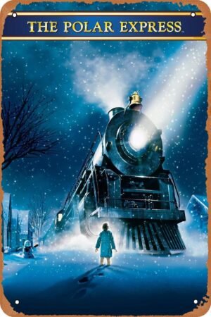 The Polar Express Movie Poster Vintage Tin Sign for Cafe Bar Christmas Home Wall Art Decor Gift Retro Metal Sign 12 X 8 inch