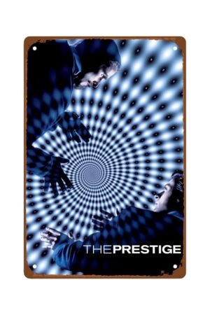 The Prestige Movies Modern Metal Wall Tin Sign Thrilling Action Movie Man Cave Decor Retro Gift Vintage Decorations Thrilling Crime Films 8"x12"