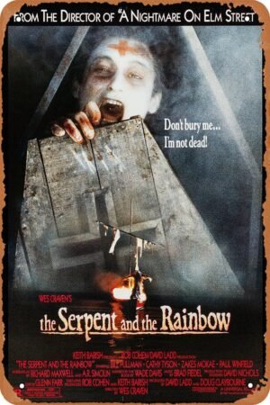 The Serpent and the Rainbow Horror Movie Poster Tin Sign Vintage Metal Sign Retro Wall Decor 12x8 Inches