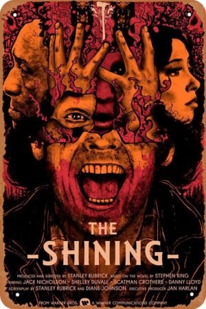The Shining Horror Movie Poster Retro Metal Sign Vintage Tin Sign for Home Wall Art Decor Bar Man Cave Garage Sign Gift 12 X 8 inch