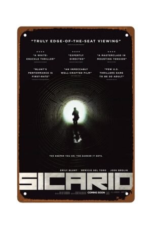 The Sicario Movies Man Cave Decor Drama Action Films Modern Metal Wall Tin Sign Retro Gift Vintage Decorations Classic Action Movies 8"x12"