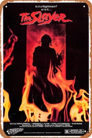 The Slayer Horror Movie Poster Tin Sign Vintage Metal Sign Retro Wall Decor 12x8 Inches