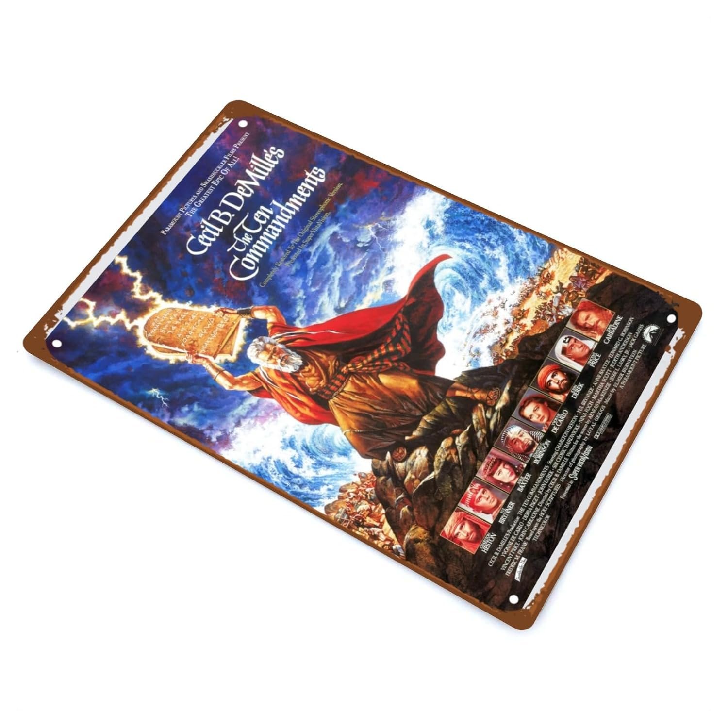 The Ten Commandments Movies Metal Wall Tin Sign Classic Ancient Movie Man Cave Decor Retro Gift Vintage Epic Retro Movie Rustic Decorations 8"x12"