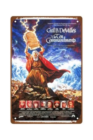 The Ten Commandments Movies Metal Wall Tin Sign Classic Ancient Movie Man Cave Decor Retro Gift Vintage Epic Retro Movie Rustic Decorations 8"x12"