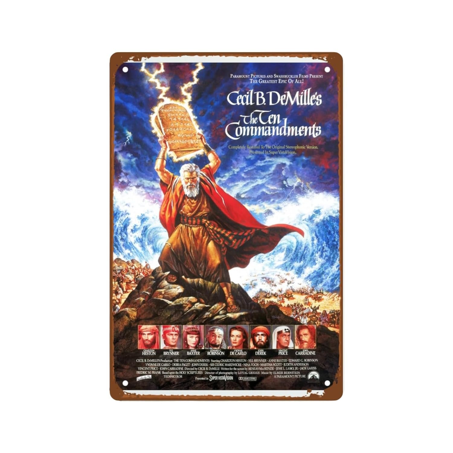 The Ten Commandments Movies Metal Wall Tin Sign Classic Ancient Movie Man Cave Decor Retro Gift Vintage Epic Retro Movie Rustic Decorations 8"x12"