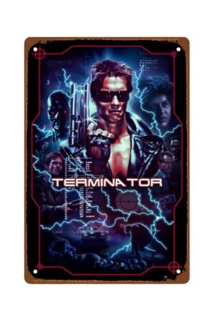 The Terminator Films Metal Wall Tin Sign Action Fighting Films Casual Retro Gift Man Cave Decor Vintage Decorations Robot Battle Films 8"x12"