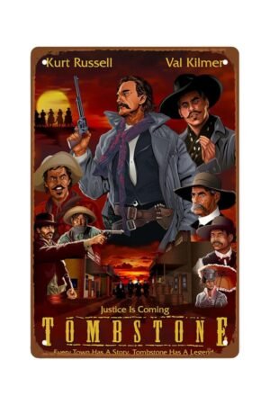 The Tombstone Film Metal Wall Tin Sign Western Historical Movie Retro Retro Gift Man Cave Decor Vintage Decorations Classic Old Film 8"x12"