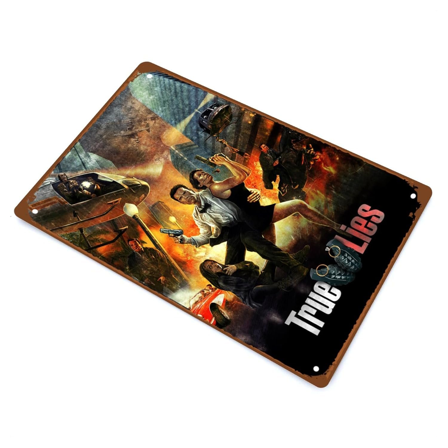 The True Lies Movie Metal Wall Tin Sign Action Drama Film Traditional Retro Gift Man Cave Decor Vintage Decorations Adventure Fighting Films 8"x12"