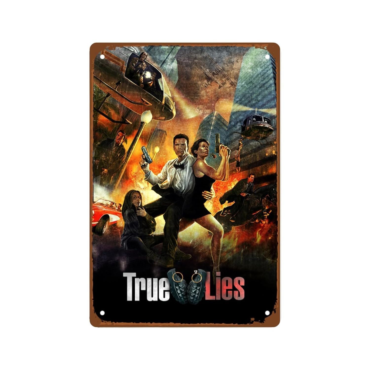 The True Lies Movie Metal Wall Tin Sign Action Drama Film Traditional Retro Gift Man Cave Decor Vintage Decorations Adventure Fighting Films 8"x12"