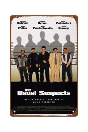 The Usual Suspects Movies Metal Wall Tin Sign Action Drama Movies Classic Retro Gift Man Cave Decor Vintage Decorations Thrilling Crime Film 8"x12"