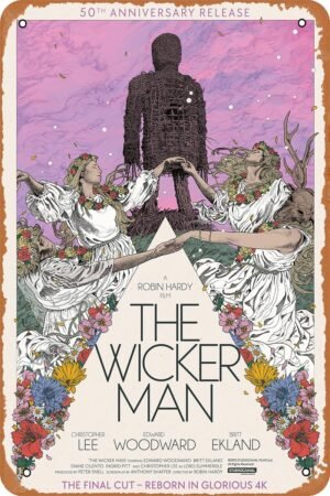 The Wicker Man Horror Movie Poster Metal Tin Sign Vintage Style Wall Plaque Decor 8x12 inch