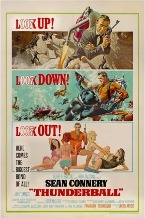 Thunderball - Movie Poster - Sean Connery - US Version #1-24 x 36 Inches (Black - Framed)
