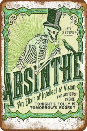 Tin Sign For Absinthe Retro Metal Sign Funny Poster Living Room Kitchen Bathroom Home Art Wall Decoration Plaque Gift 8 * 12 Inch., 8 x 12 Inch