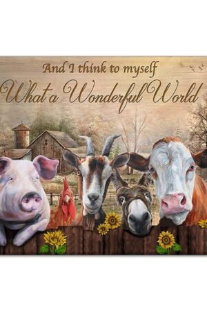 Tin Sign For And I Think to My Self Farm Sign, Farmhouse Animals, Farm Cow Sign Vintage Metal Pub Club Cafe bar Home Wall Art Decoration Poster Retro 8x12inch(20×30cm)
