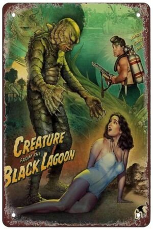 Tin Sign For Creature from The Black Lagoon Funny Garage Home Decor Bars Decor Art Poster Vintage Bakery Kitchen Cafe Wall Decoration 12x8 Inches