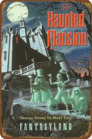 Tin Sign For Haunted Mansion Movie Vintage Metal Sign Funny Poster for Home Bar People Cave Wall Decor Creative Gift 8x12 Inch