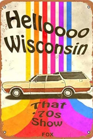 Tin Sign For Hello Wisconsin That '70s Show Vintage Sign Logo Retro Metal Sign Vintage Aluminum Sign for Home Coffee Wall Decor 8x12 Inch