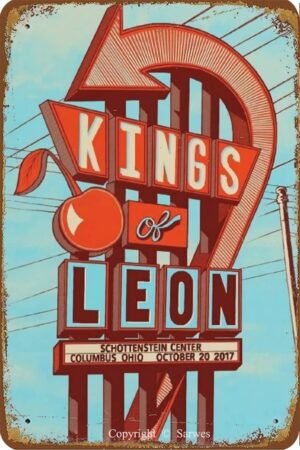 Tin Sign For Kings Leon Retro Metal Sign Funny Poster Living Room Kitchen Bathroom Home Art Wall Decoration Plaque Gift 8 * 12 Inch.